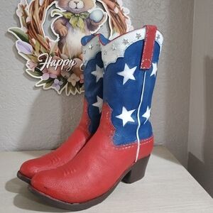 12" Patriotic Cowboy Boots Planter Pot Vase 4th July USA Memorial Day New